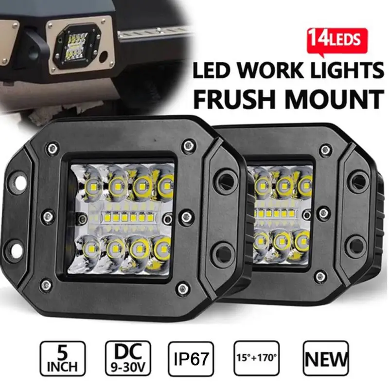

Flush Mount Offroad Led Light Bar Pod 5Inch 72W 12V 24V Amber White Fog Drive Rear LED Work Lamp For Auto Truck Jeep SUV
