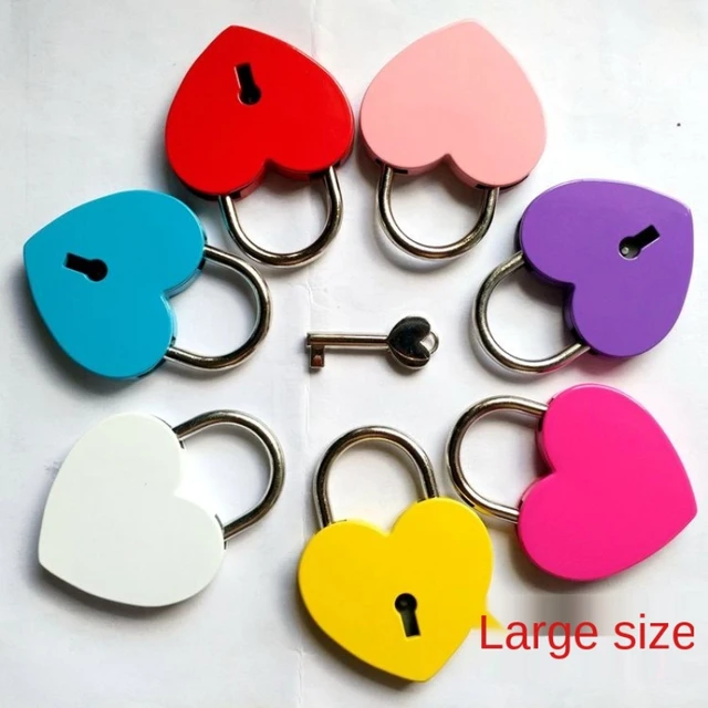 Poartable Heart-shaped Lock Key Set Blessing Hardware Padlock Kit Traveling  Multi Functional Lock