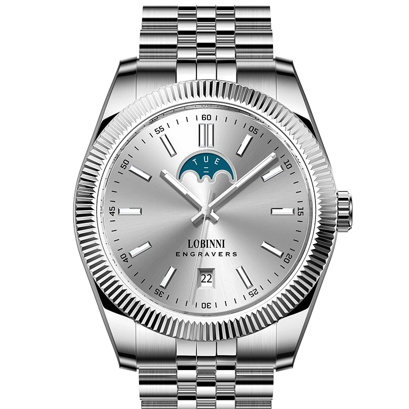 

Lobinni Men Watch Top Luxury Brand 40MM Automatic Mechanical Wristwatch 50M Waterproof Sapphire Luminous Miyota 8205 Week Date