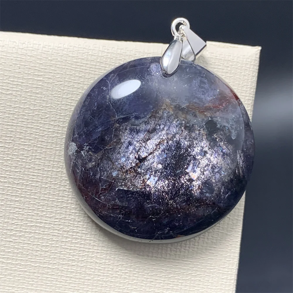 Natural Cordierite Pendants Women Sparkly Red Blue Bloodshot Iolite Beads Star Light Flash Dichroite Necklaces Water Sapphire pendant necklace