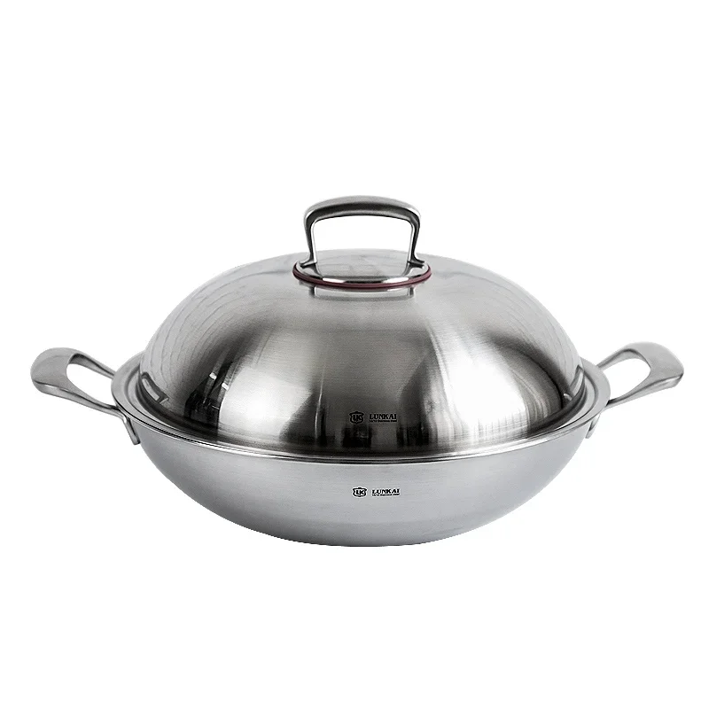 18/10 Stainless Steel Cooking Pots 36cm Uncoated Non Stick Cookware Multifunctional Frying Pan Thicken Durable Kitchen Utensils