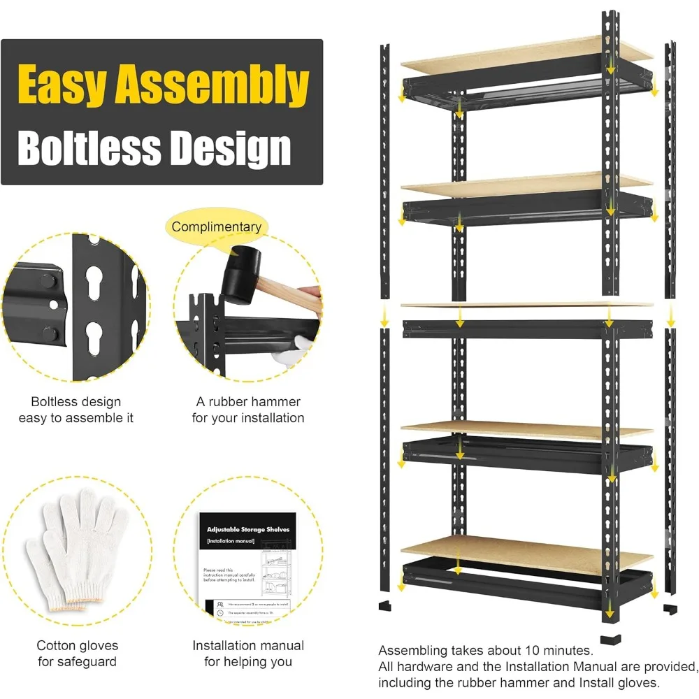 Storage Shelves 5 Tier Adjustable, Heavy Duty Metal Storage Utility Rack Shelf Unit for Warehouse Pantry Closet Kitchen 4