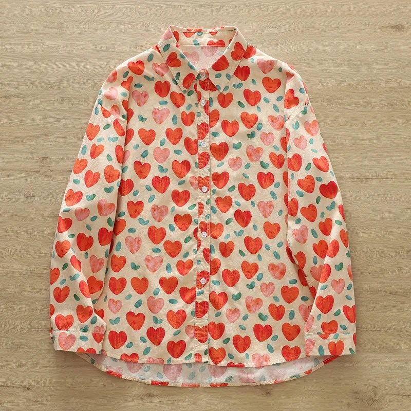 

Новинка, модная женская рубашка-поло EBAIHUI с воротником, японская Милая женская блузка с принтом, милый универсальный топ на весну и осень