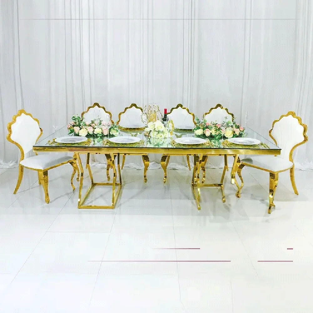 

Elegant Rectangle Stainless Steel Hot Sale Larissa Unique Dinner Banquet Desssrt Table