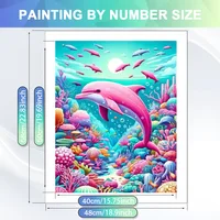 HUACAN Adult Paint By Numbers Dolphin Animal Diy Pictures Draw On Canvas Sea Handmade Art Craft Kits Wall Decor 2
