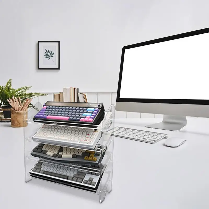 Стеллаж для хранения акриловой клавиатуры и мыши, подставка для клавиатуры, игровая подставка для клавиатуры, держатель с акриловой рамкой, Органайзер