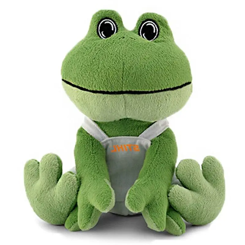 stuffed frog with overalls