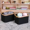 Black Storage Baskets for Organizing,Fabric Storage Bins with Bamboo Handles, Collapsible Storage Baskets for Shelves and Closet 6