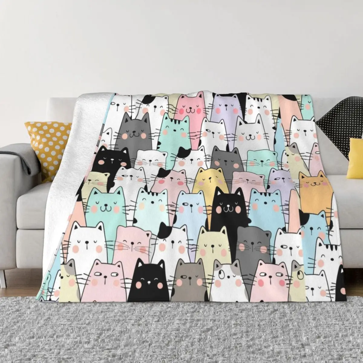 

Colorful Cats Throw Blanket warm for winter heavy to sleep Blankets