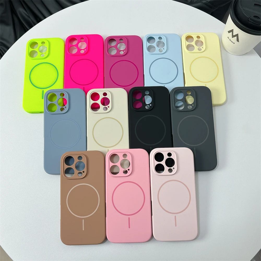 Magnetic Liquid Silicone Phone Case with Wireless Charging and Camera Protection
