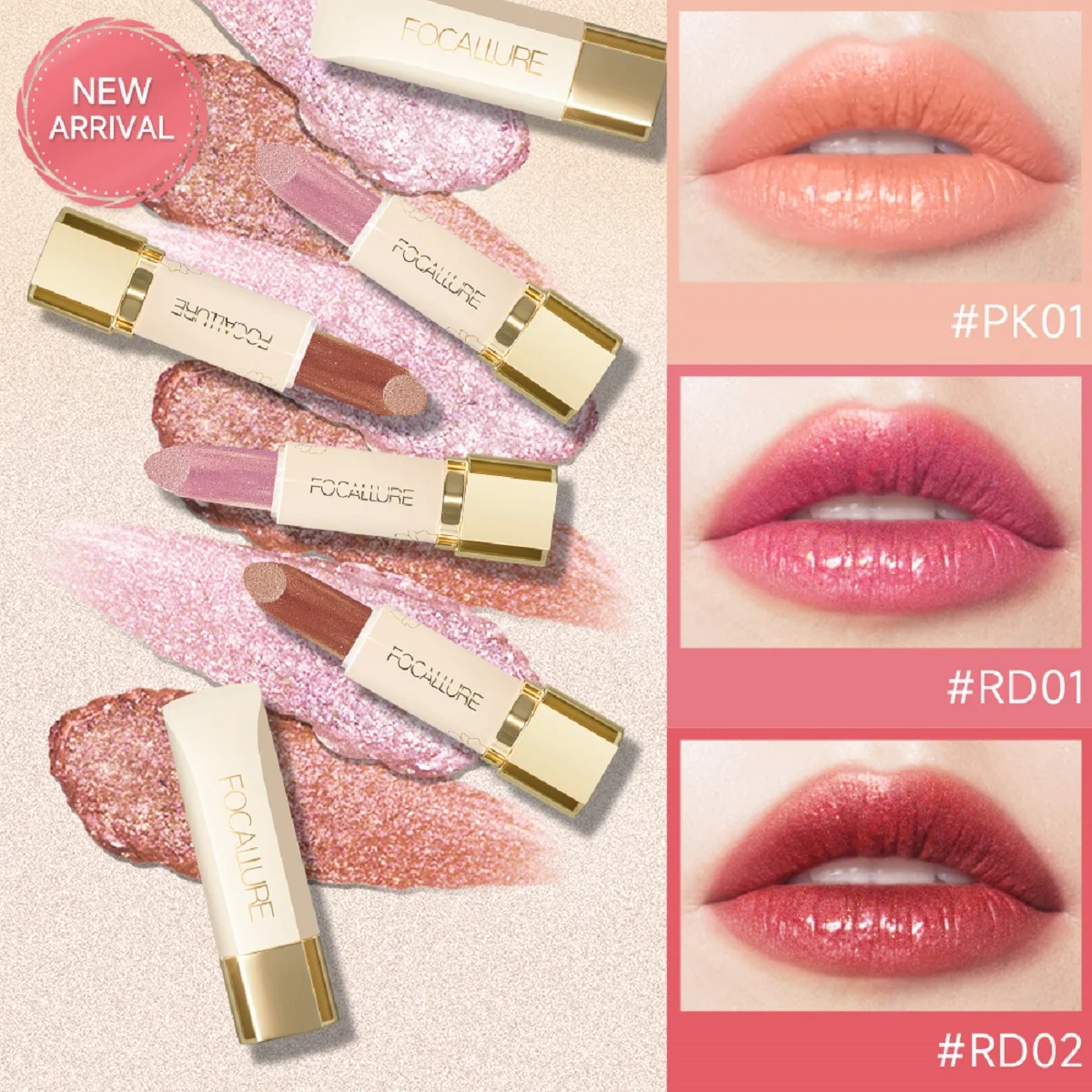 FOCALLURE Glänzender Lippenstift - Feuchtigkeitsspendender Lipgloss Mit Perlfinish | Cremige Textur, Langanhaltende Farbe | 3,5 G