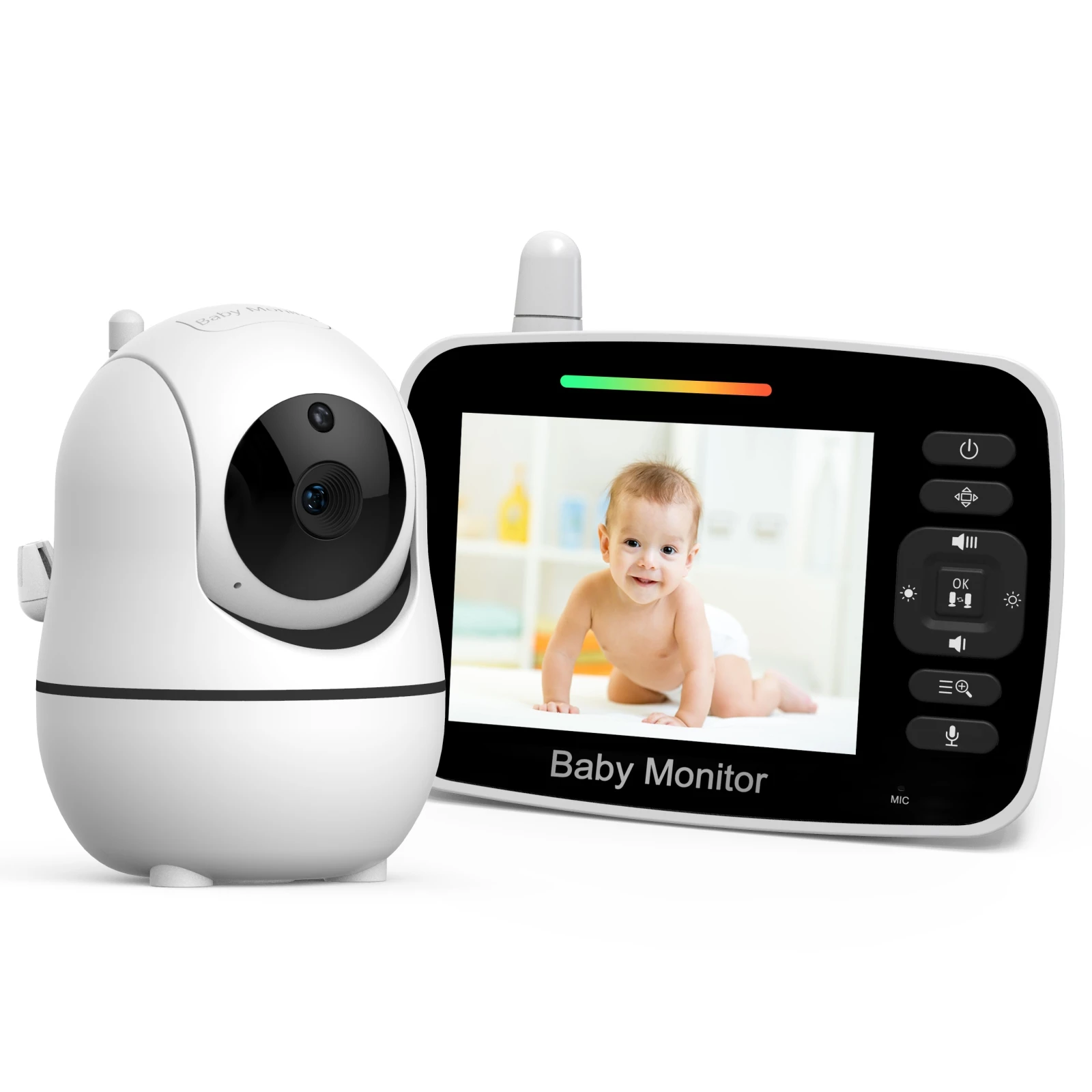  HelloBaby Video Baby Monitor with Remote Camera Pan-Tilt-Zoom,  3.2'' Color LCD Screen, Infrared Night Vision, Temperature Display,  Lullaby, Two Way Audio : Baby