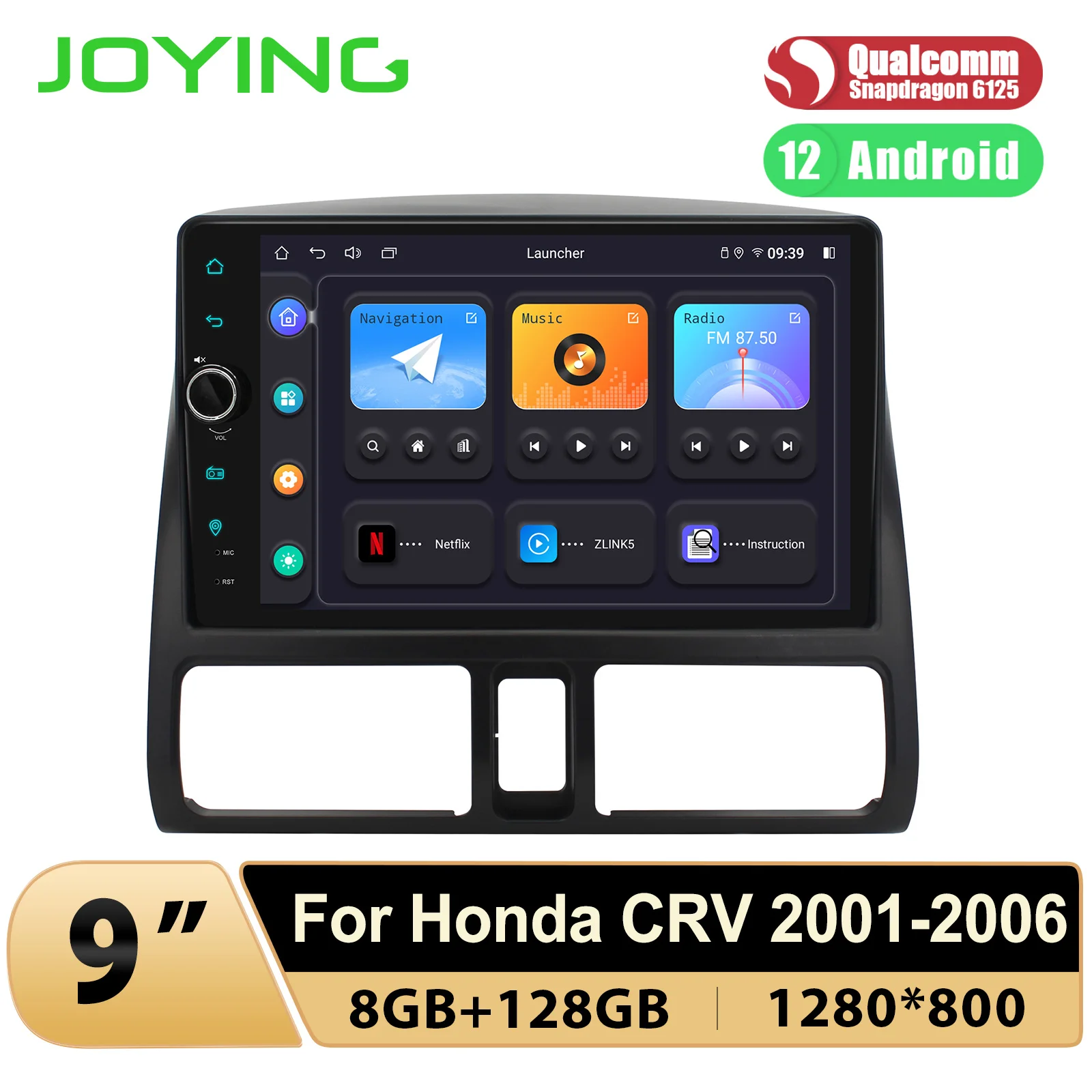 

Aftermarket 9"GPS Music System Android Car Radio Stereo For Honda CRV CR-V 20012002 2003 2004 2005 2006 Built-in 4G Module HDMI