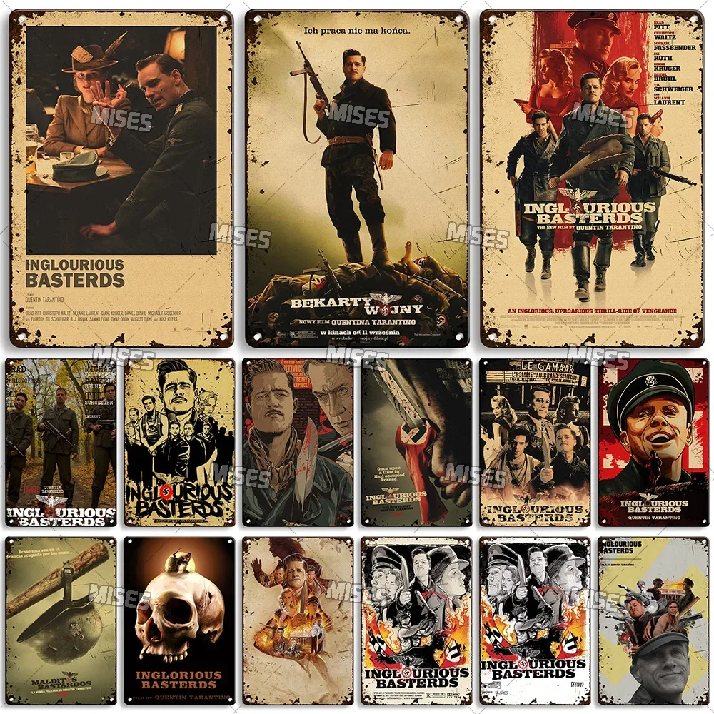 MISES Classic Movie Inglourious Basterds Decorative Poster Metal Tin Sign  Wall Plate Retro Metal Sign Home Bar Cafe Wall Decor - AliExpress, image size:1000x1000