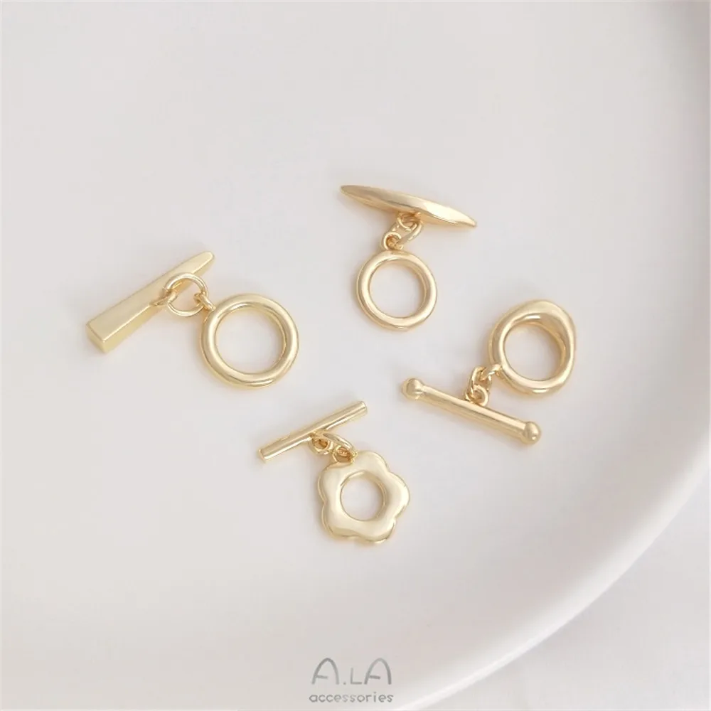 

14K gold package trumpet plum shaped lip shaped nail shaped rod OT buckle DIY pearl jewelry buckle buckle accessories