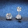 European and American Platinum PT950 18K Gold Earrings Women's Moissanite Earrings Six Claw Rose Petals SingleDiamond Moissanite