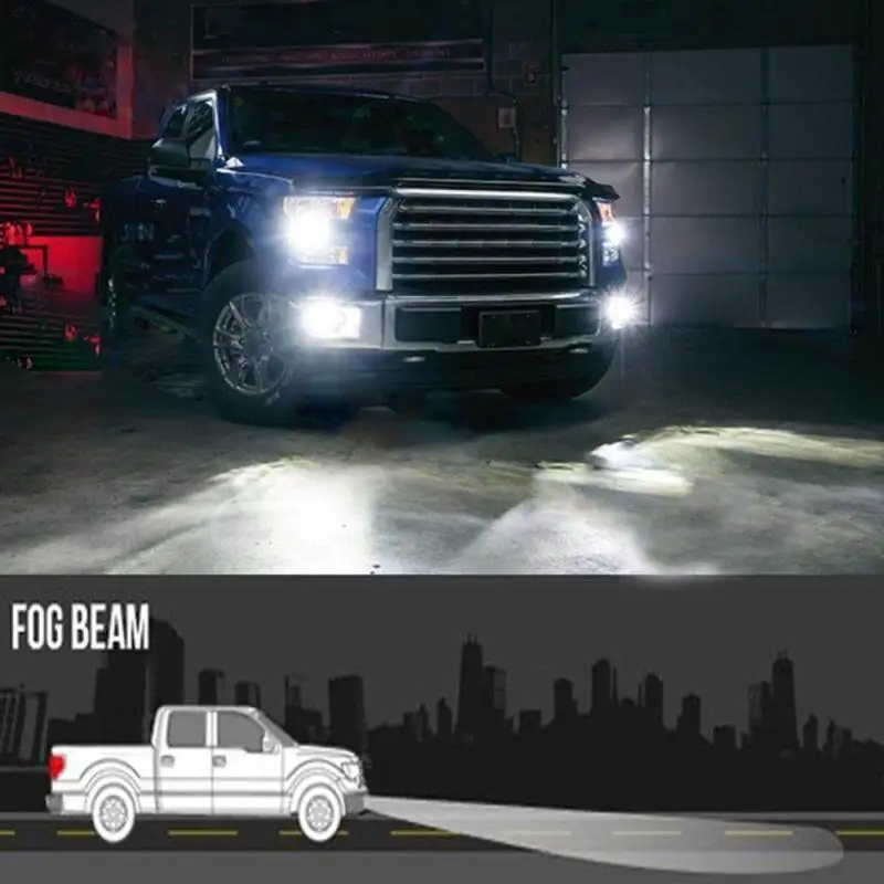 Led fog light 2pcs H11 H10 HB4 9006 HB3 9005 1200LM 6000K White 12V