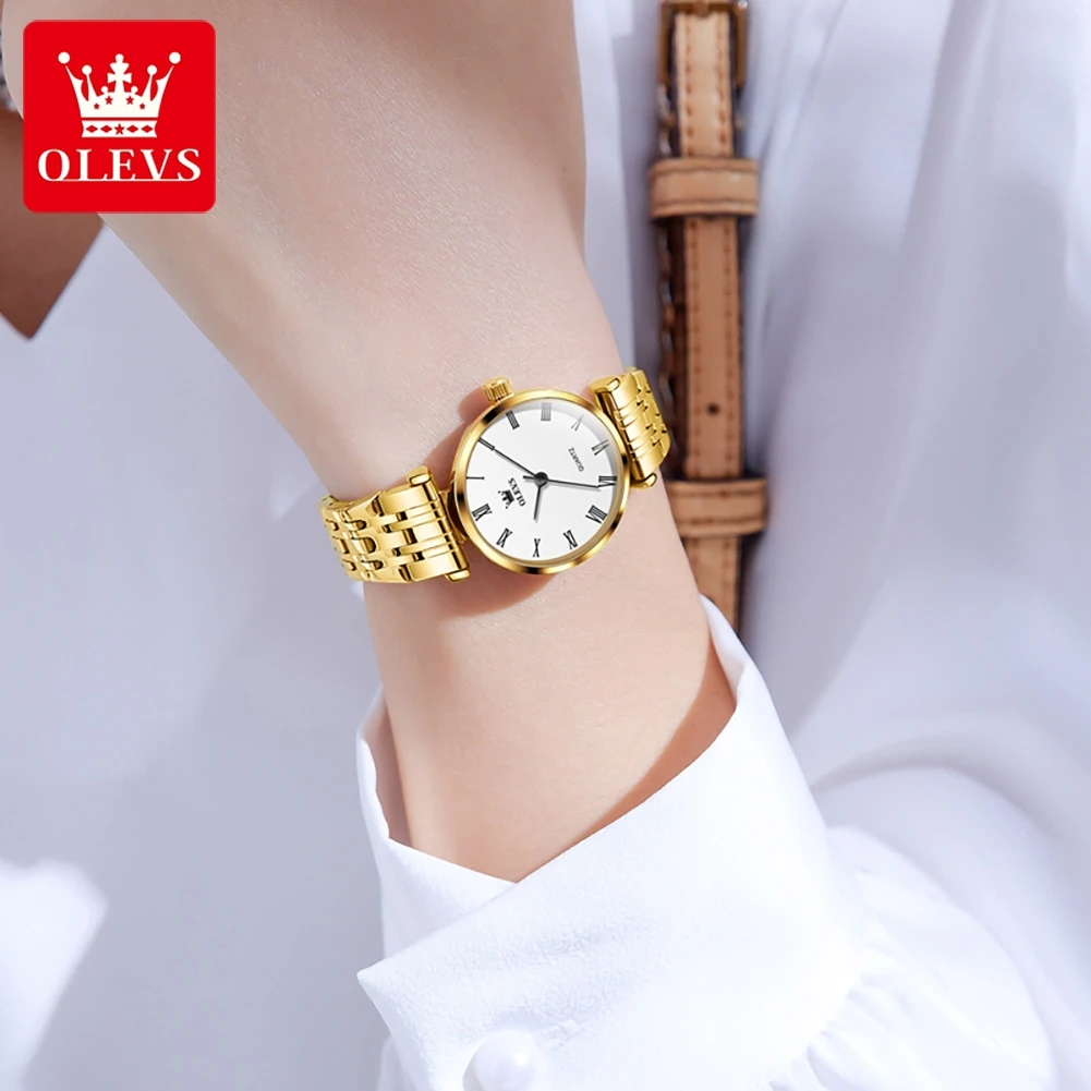 OLEVS 5592 Original Waterproof Quartz Watch For Women Top Brand Stainless Steel Ladies Wristwatch Roman Scale Fashion Watch 2024