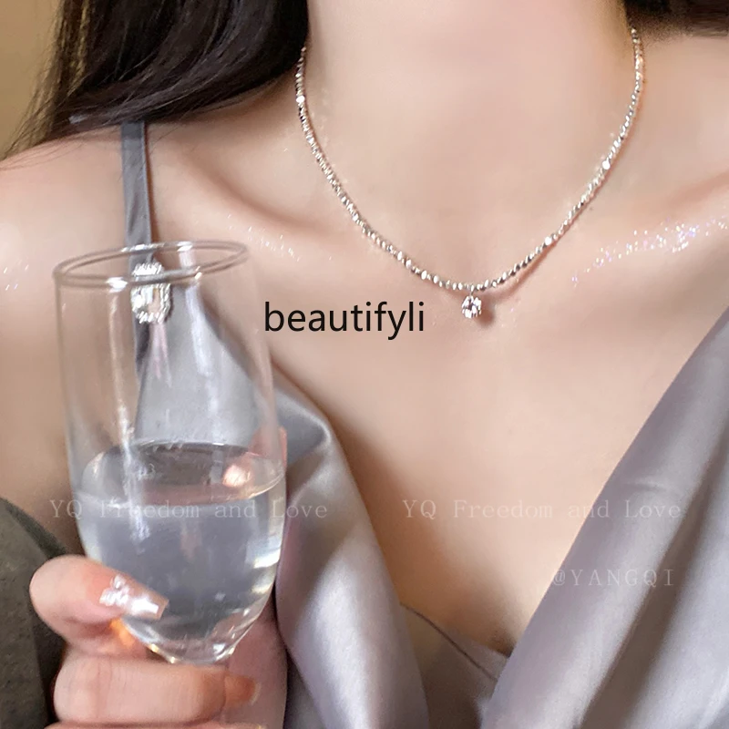 Light Luxury Minority Design Small Pieces of Silver Zircon Necklace High Sense Temperament Wild Clavicle Necklace Accessories