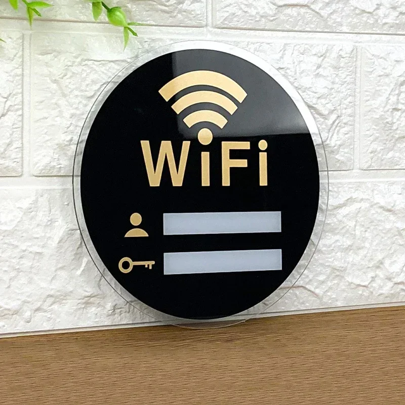 WIFI Sign Mirror Wall Stickers 3D Acrylic Rewritable Handwriting Account and Password For Public Shope Signage Decorate 2