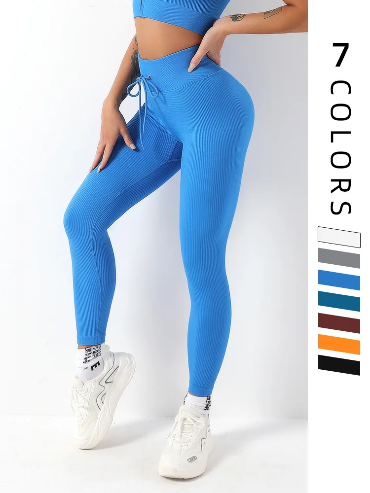 

2024 New Adjustable Drawstring Long Yoga Pants for Women's Outwear Lifting Hip Fitness Yoga Pants Sexy Peach Hip Sports Pants