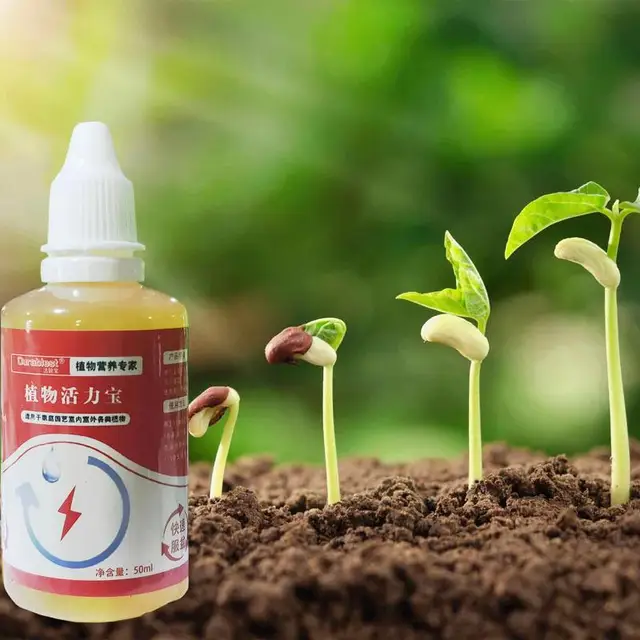 Növénynövekedés -Fokozó Kiegészítő Folyékony Növényi Növekedés Tápanyagoldata Új Növények Növényeket Termesztenek Néhány Virághoz. - Image 3