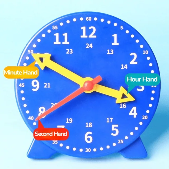 Montessori Teaching Aids Clock Educational Hour Minute Second Cognition Colorful Clocks Toys Three-needle Linkage Detachable Toy 3