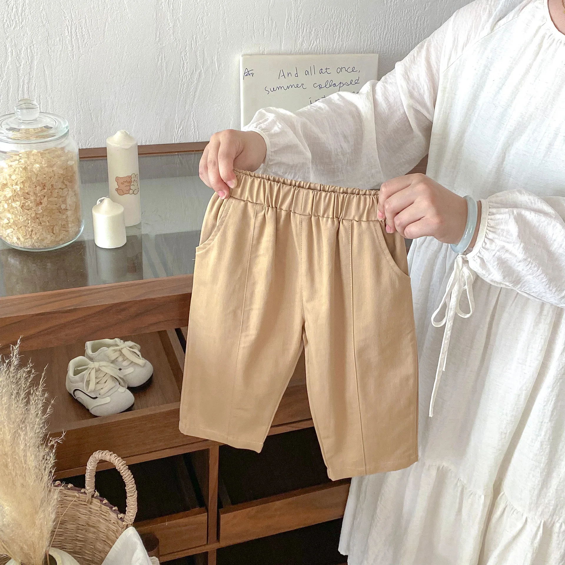 سراويل هاريم مطوية للأطفال لفصلي الربيع والخريف، للأولاد والبنات من عمر 1-6 سنوات، بنطلون كاجوال بلون سادة قابل للطي، ملابس أطفال كورية 2026