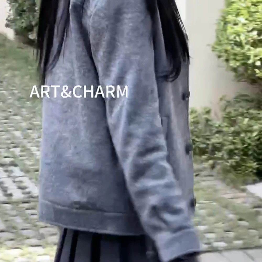 COUTUDI-British Style Woolen Jacket for Women, Chic Streetwear, Slim Outerwear, Korean Version, Female Coat, Autumn and Winter