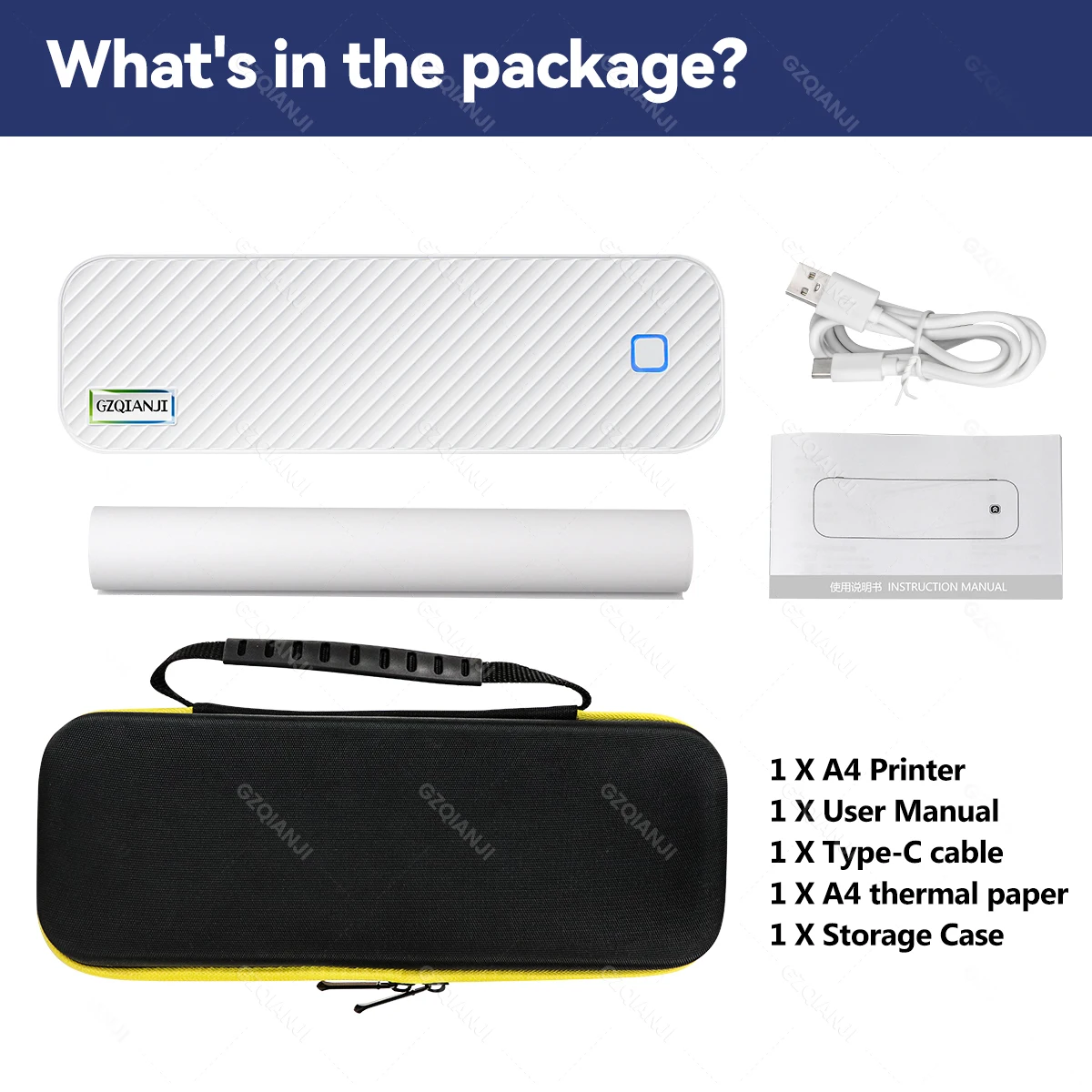 A4 Portable Thermal Printer Support A4 Thermal Paper Document
