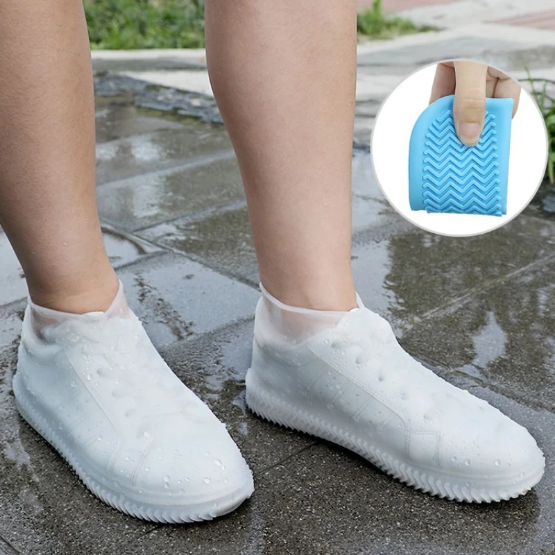 

Резиновые чехлы для обуви, 1 пара, для использования на улице, силиконовые водонепроницаемые чехлы для обуви, чехол для обуви для дождливого дня, многоразовые Нескользящие Чехлы для обуви