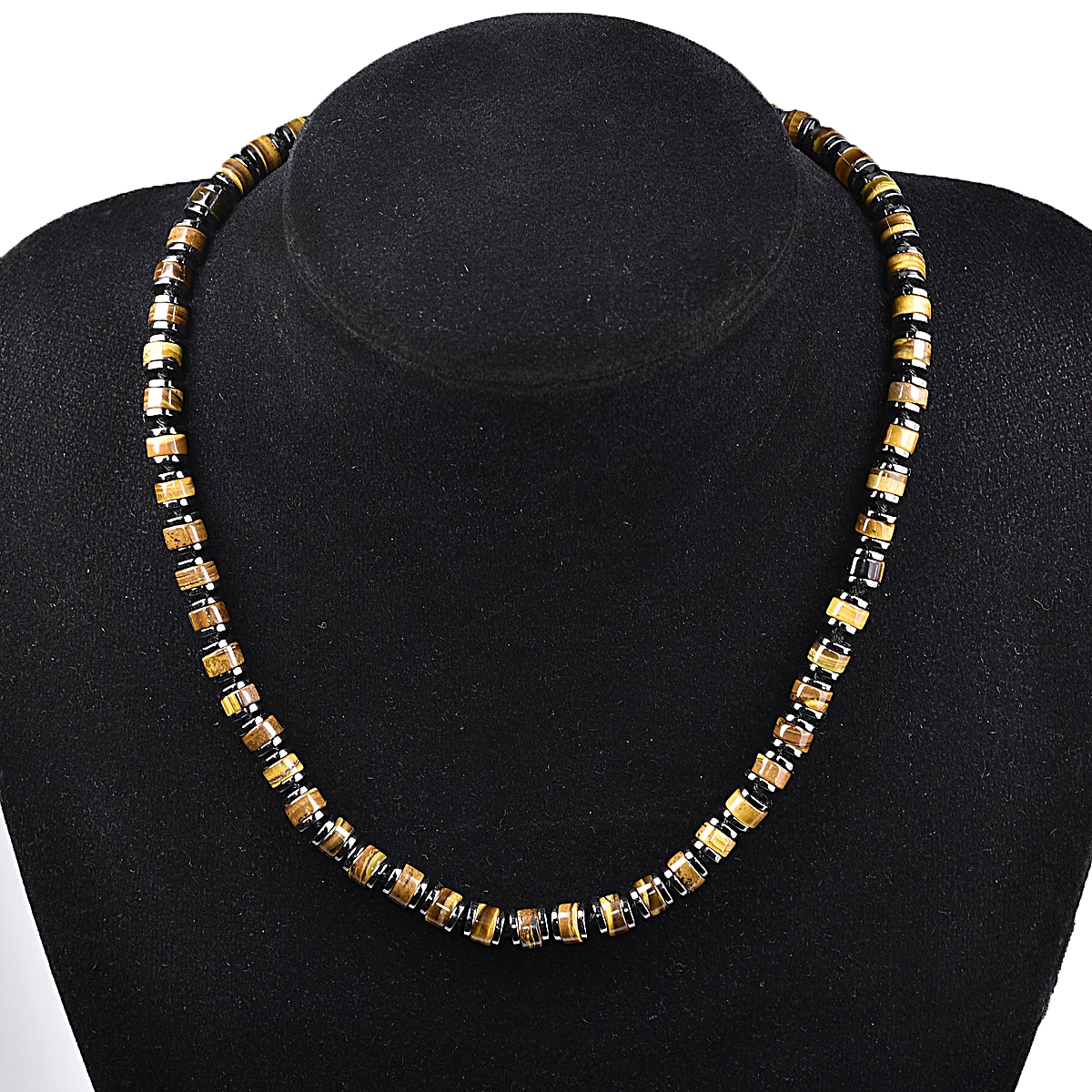 

Merad Colours Natural Tiger Eye Necklace Men Women Punk Style Geometric Elements Chokers 6MM