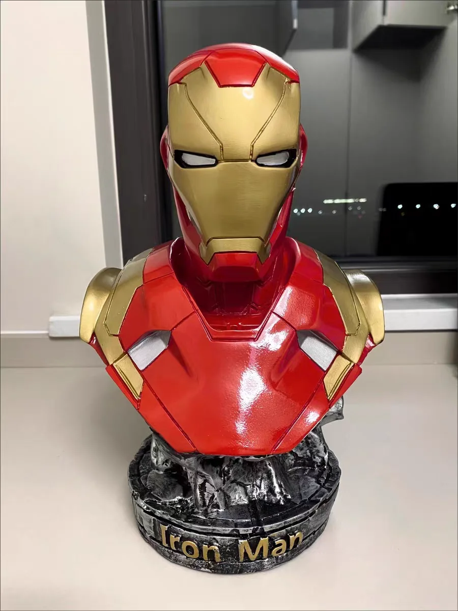 

Marvel Action Figure Hero Iron Man Bust Resin Statue Collection Art Sculpture Crafts Gift Decoratio Model Room Decoration