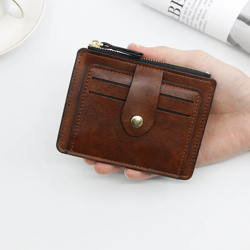 

Male Slim Leather Wallet with Coin Pocket Luxury Small Men's Credit ID Card Holder Wallet Brand Designer Purse for Men Women