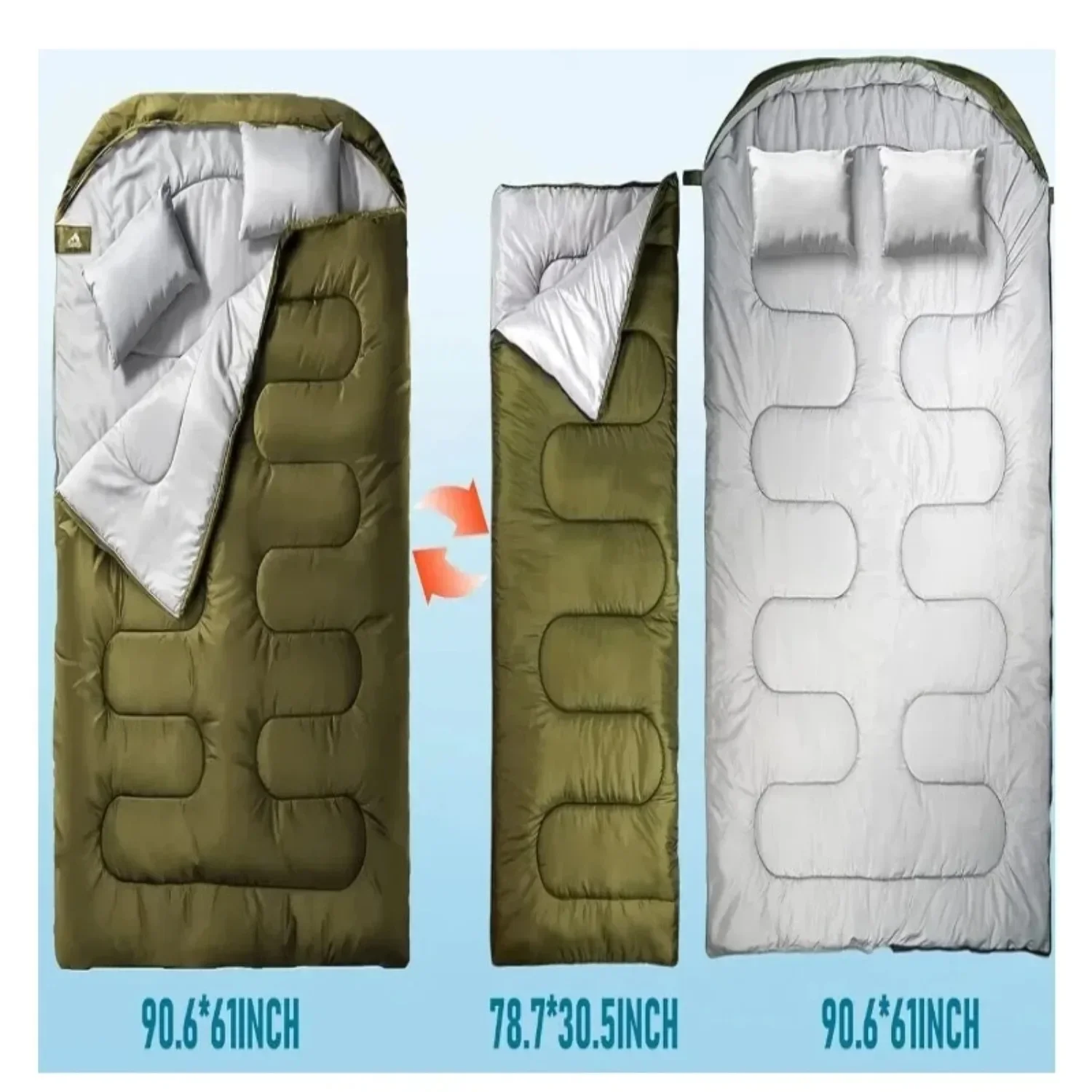 Sleeping Bag 220*150CM Double Person 2700g Filling Hollow Cotton