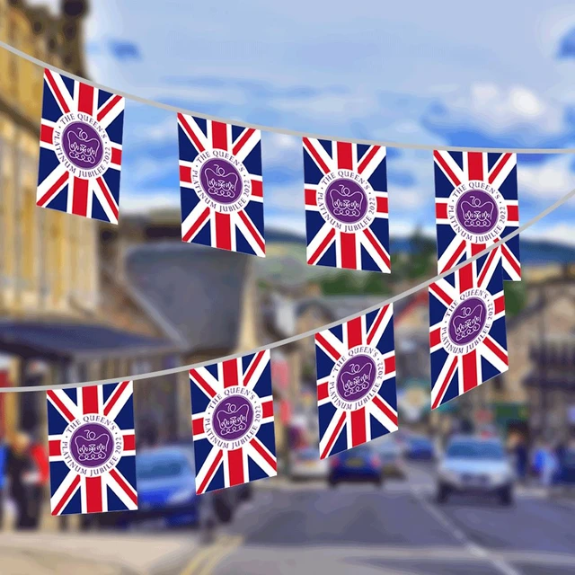 Banderoles suspendues en ficelle de drapeau anglais, drapeaux de fête de la  reine du jour, banderole de fête de rue, de reine platine, de réveillon -  AliExpress