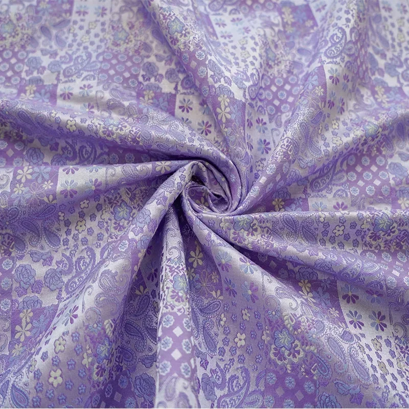 Lila lila Garn gefärbt Jacquard Stoff Frauen elegante süße Blumen kleid DIY Näh stoff