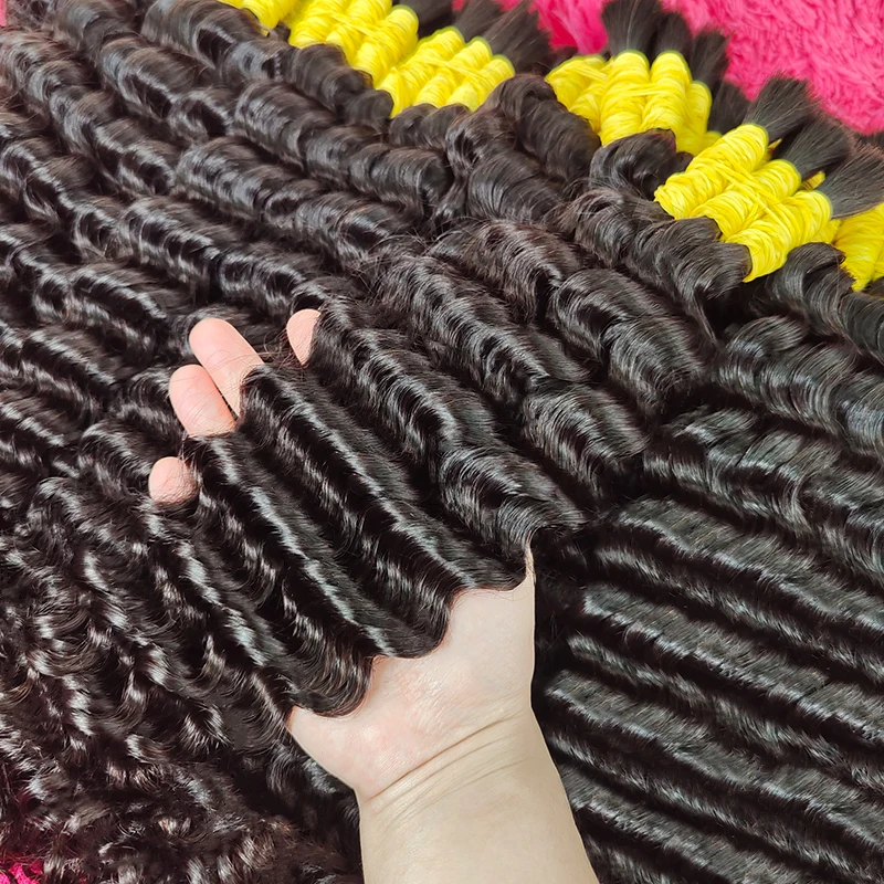 Human Hair Bulk Deep Wave No Weft Hair Bundles For Braiding Loose Hair Braiding Brazilian Natural Black Human Hair Extensions