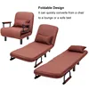 Convertible Sofa Bed Folding Arm Chair Sleeper Leisure Recliner-Brown 4