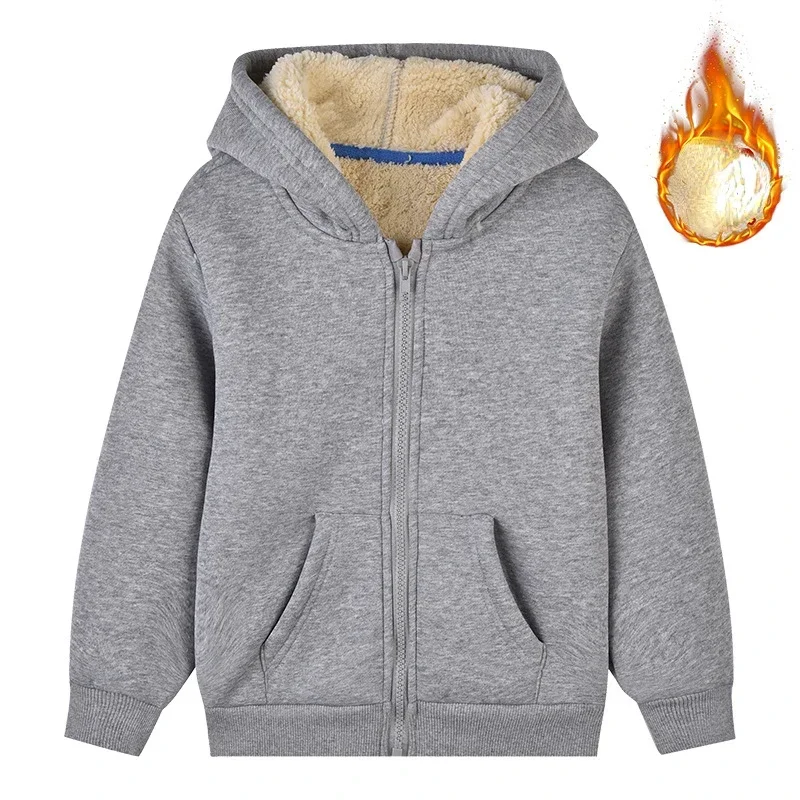 

Winter Fleece Hoodies for Boys Sweatshirt Casual Thicken Warm Kids Zipper Coat Tops 8 9 10 12 Years Girls Clothes Cotumes