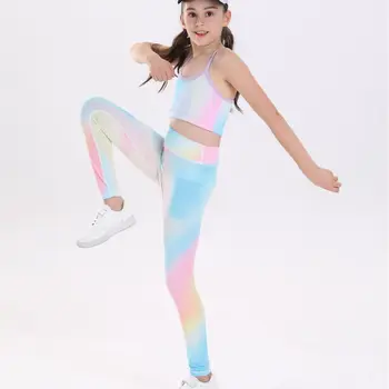 2025 Girls 2pc Yoga Outfit Set Quick-Dry Workout Top & Leggings Set Gym Running Sports Clothes Summer Kids Training Fitness Wear 5