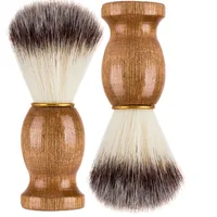 Brosse de rasage en poils de blaireau naturel pour hommes, Salon de coiffure, appareil de nettoyage de la barbe du visage, outil de rasage, brosse de rasoir avec manche en bois 4