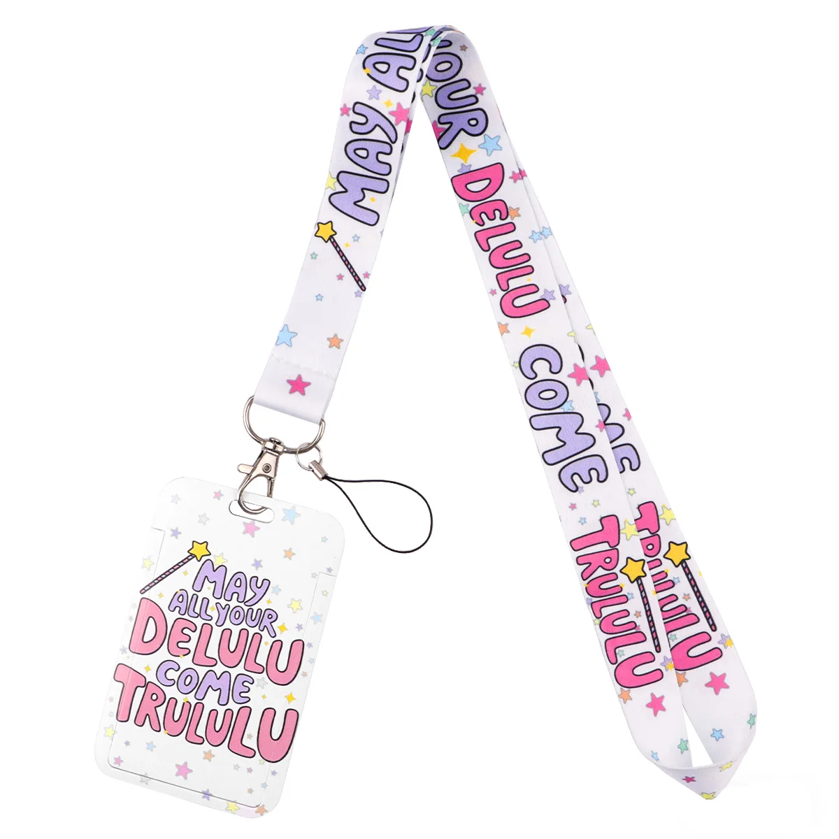 Floral Cartoon Cat Lanyard with ID Card Holder - Stylish Neck Strap