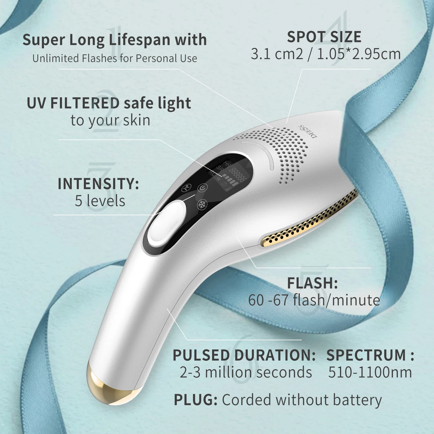 DEESS GP590 PLUS 3in1 Laser Epilator Hair Removal Permanent 0.9s Painless Cool Ipl Laser Hair Removal Machine Unlimited Flashes 2