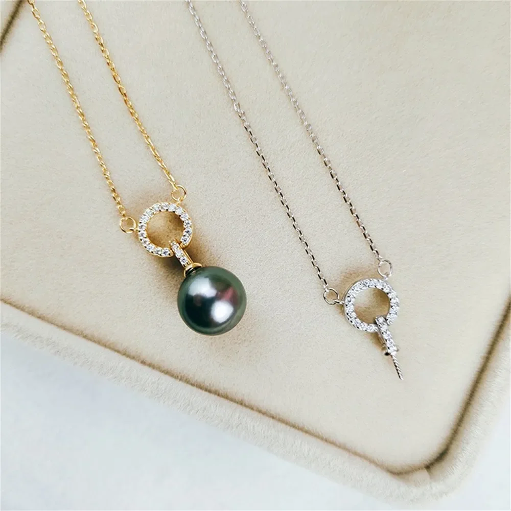 

DIY Pearl Accessories S925 Sterling Silver Set Chain Fashion Pearl Pendant for Women with Chain Matching 8-12mm Round Beads L055