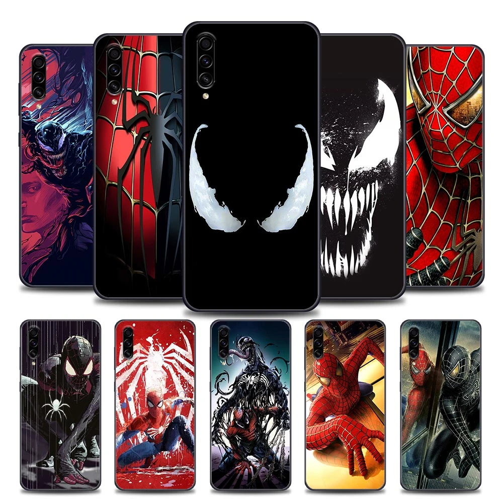 Cartoon Marvel Venom Spiderman Samsung Case for A10 e S A20 A30 A30s A40 A50 A60 A70 A80 A90 5G A7 A8 2018 Soft Silicone silicone cover with s pen