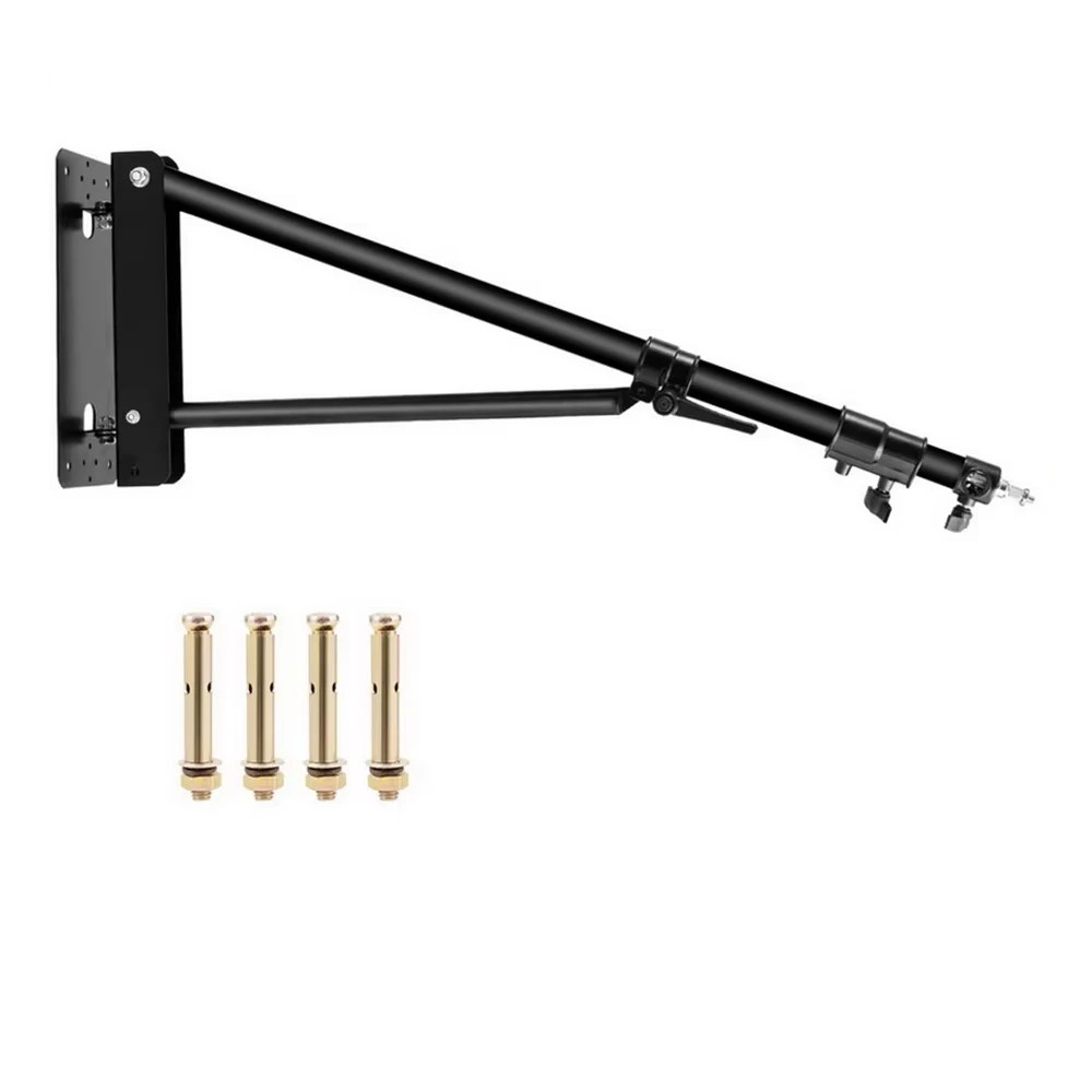 Meking Wall Camera Mount With Triangle Base Adjustable Boom Arm Up To 6ft for Photography Studio Video Flash Ring Light Softbox