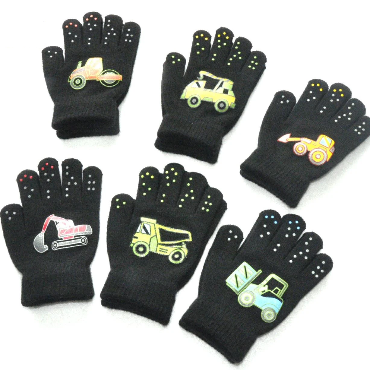Cycling Gloves Winter Gloves Ski Gloves 5-11Y Children Cartoon Vehicle Plush For Boys Girls