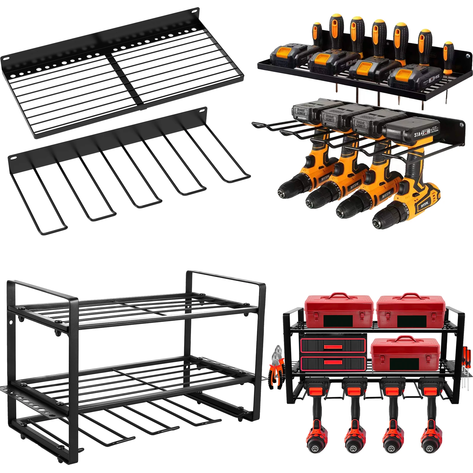 Power Tools Organizer Heavy Duty Tool Storage Wall Floating Shelf Electric Drill Tool Storage Garage Workshop Wrench Organizer