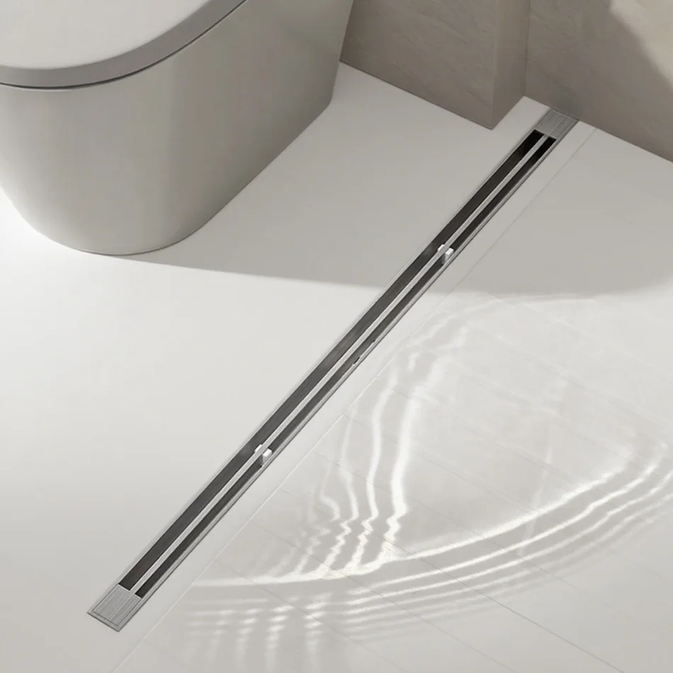 แปรงท่อระบายน้ําชั้น 304 สแตนเลสหนาแคบ WC ห้องน้ํายาว Linear ระบายน้ําด้านข้างท่อระบายน้ําชั้น 3.2 ซม. 1